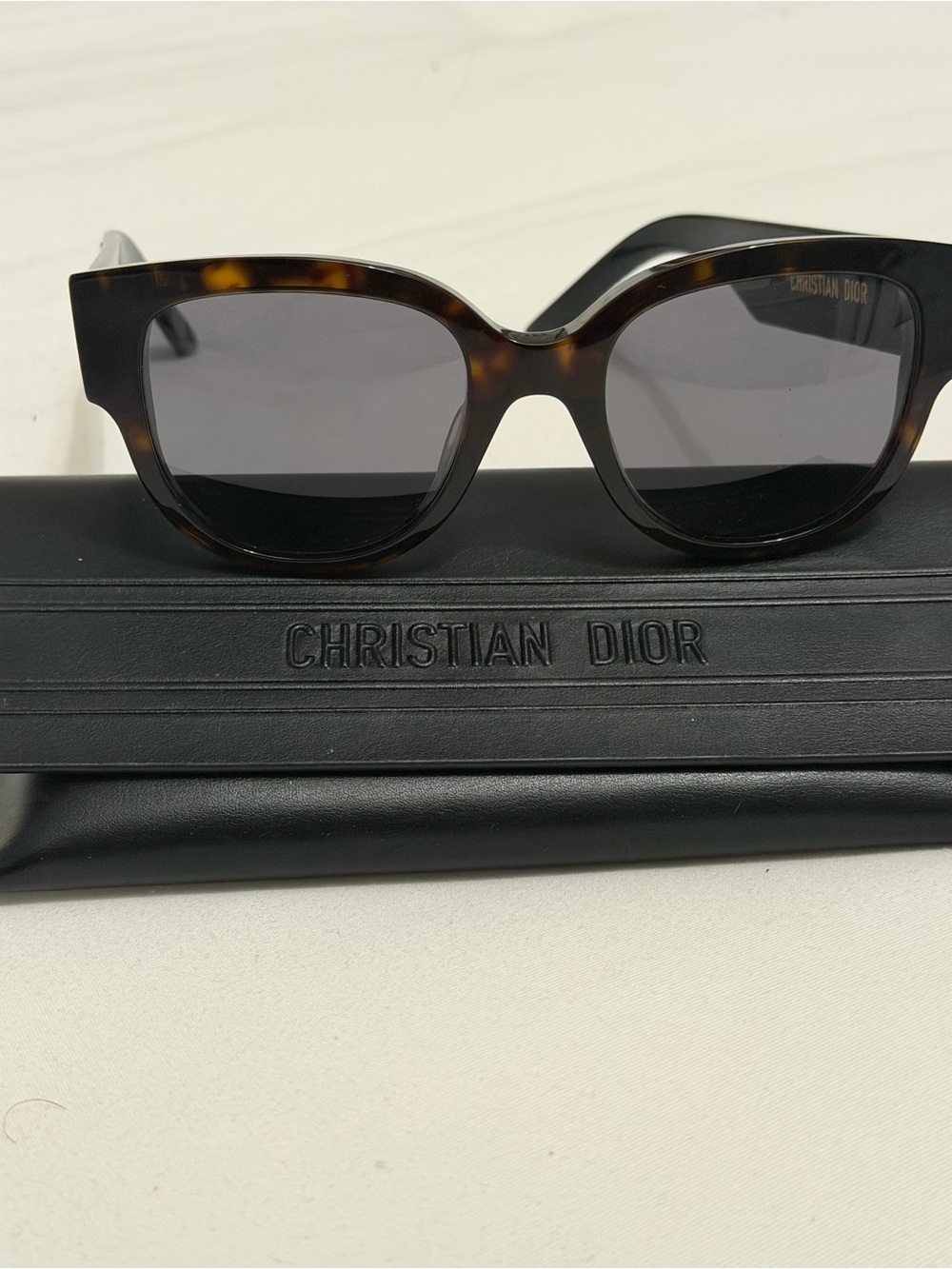 Dior Women’s Tortoiseshell Frame Sunglasses with Dark Lenses